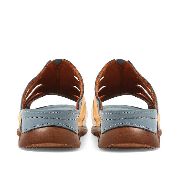 Pavers Leather Mule Sandals - Blue Multi