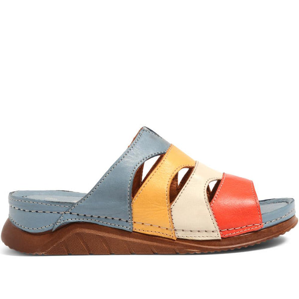 pavers Leather Mule Sandals - Blue Multi