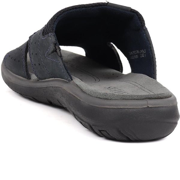 Pavers Leather Mule Sandals - Navy
