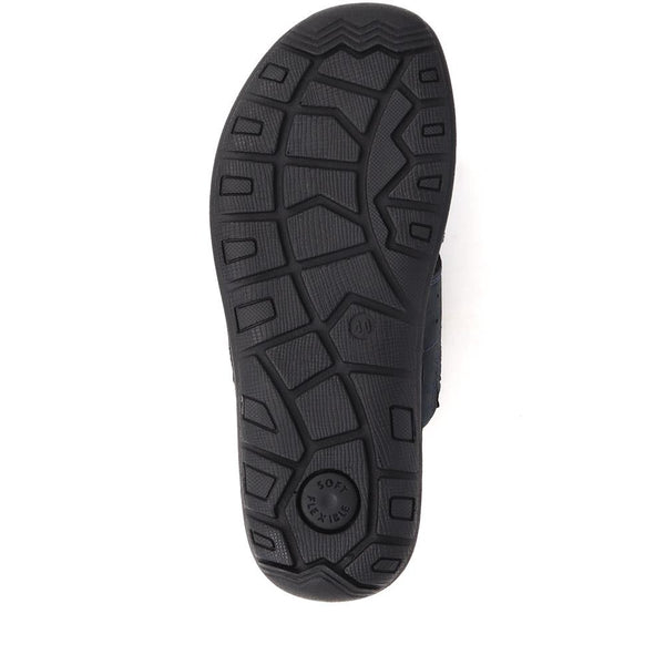 Pavers Leather Mule Sandals - Navy