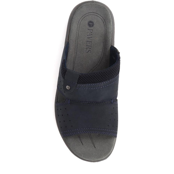 Pavers Leather Mule Sandals - Navy