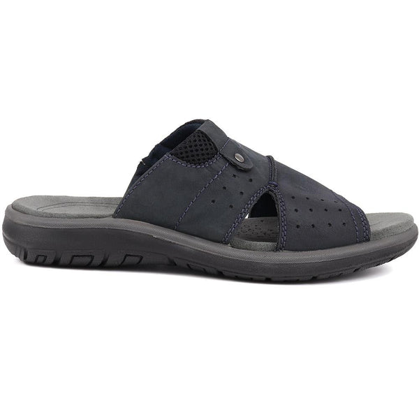 pavers Leather Mule Sandals - Navy