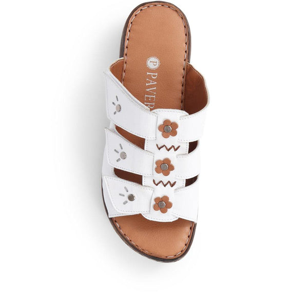 Pavers Leather Mule Sandals - White