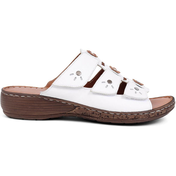 pavers Leather Mule Sandals - White