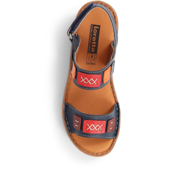 Pavers Leather Sandals - Navy