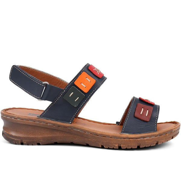 pavers Leather Sandals - Navy