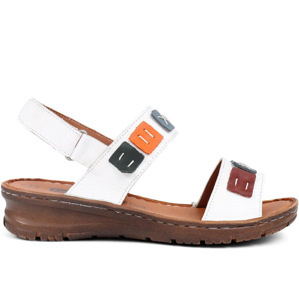 pavers Leather Sandals - White