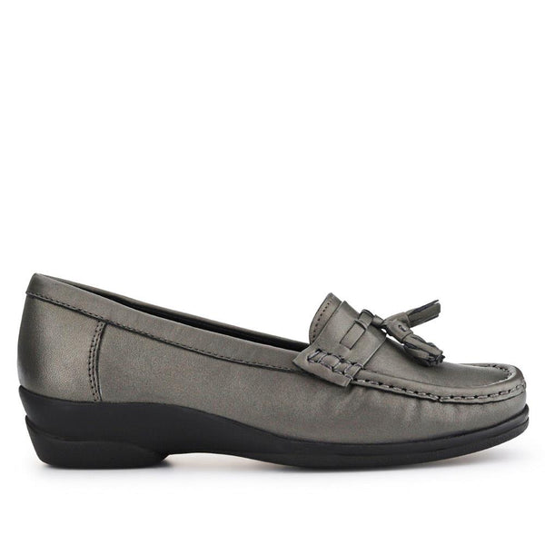pavers Leather Slip-On Loafers - Pewter