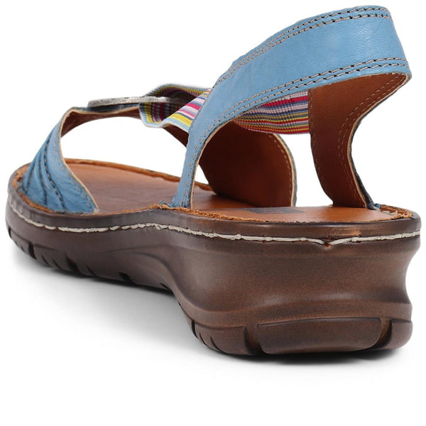 Pavers Leather Slip-On Sandals - Denim