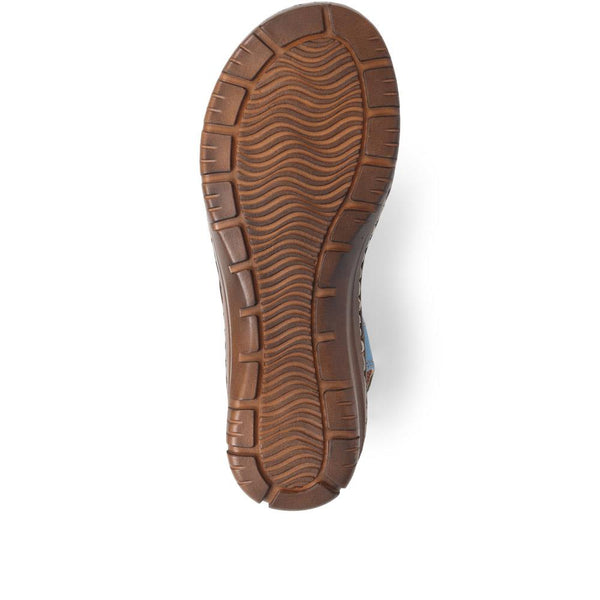 Pavers Leather Slip-On Sandals - Denim