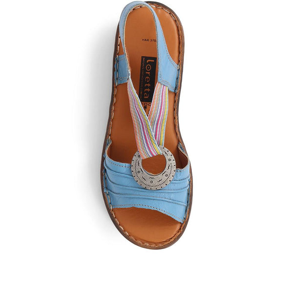 Pavers Leather Slip-On Sandals - Denim