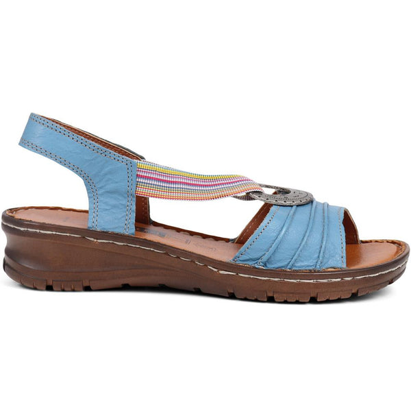 pavers Leather Slip-On Sandals - Denim