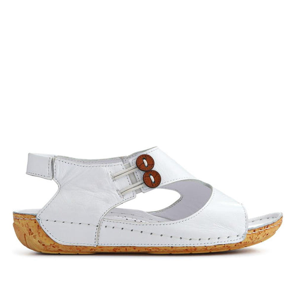 pavers Leather Slip-On Sandals - White