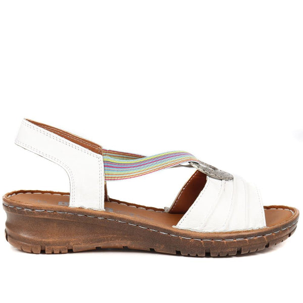 pavers Leather Slip-On Sandals - White