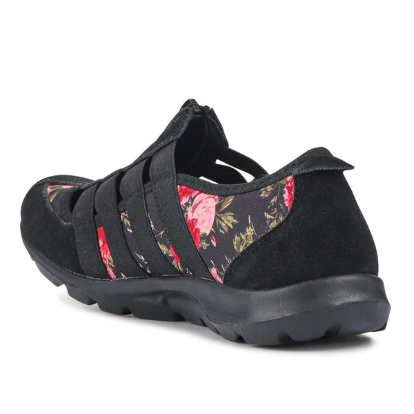 Pavers Leather Slip-On Shoes - Black Floral