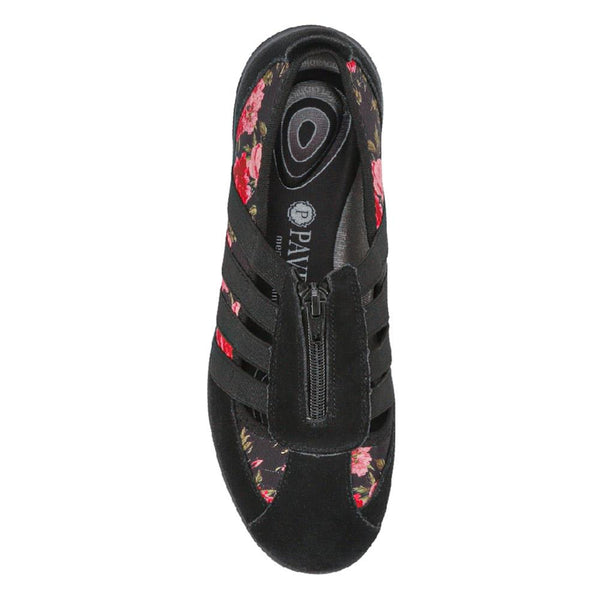 Pavers Leather Slip-On Shoes - Black Floral