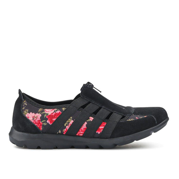 pavers Leather Slip-On Shoes - Black Floral