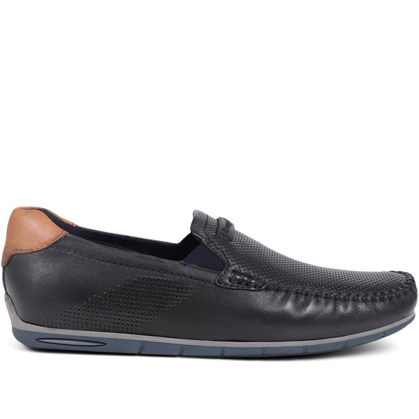 pavers Leather Slip-On Shoes - Navy