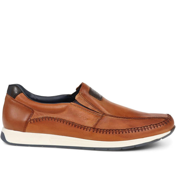 pavers Leather Slip-On Shoes - Tan