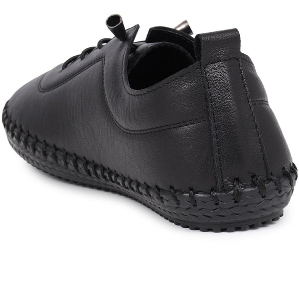 Pavers Leather Slip-On Trainers - Black-Black