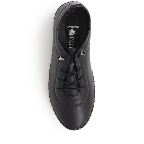 Pavers Leather Slip-On Trainers - Black-Black