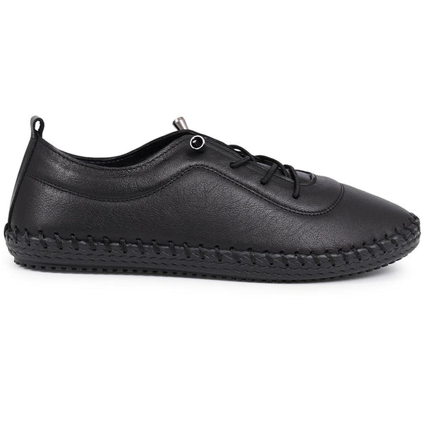 pavers Leather Slip-On Trainers - Black-Black
