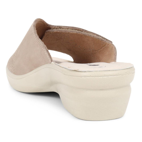 Pavers Leather Slip On Wedge Sandals - Beige