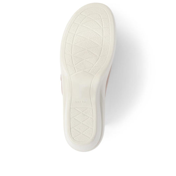 Pavers Leather Slip On Wedge Sandals - Beige