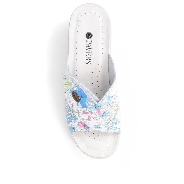 Pavers Leather Slip On Wedge Sandals - Floral