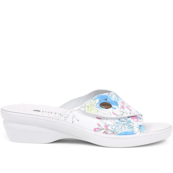 pavers Leather Slip On Wedge Sandals - Floral