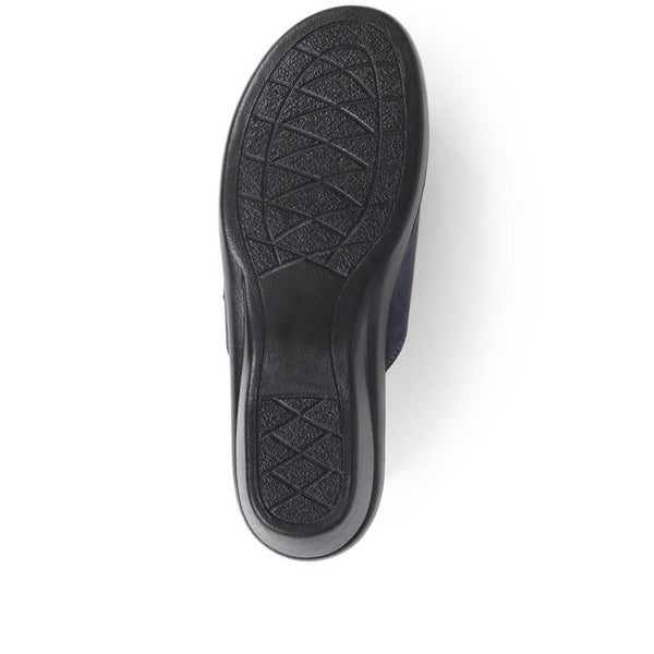 Pavers Leather Slip On Wedge Sandals - Navy