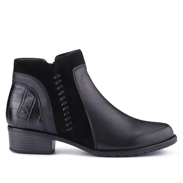 pavers Leather Stitched Ankle Boots - Black