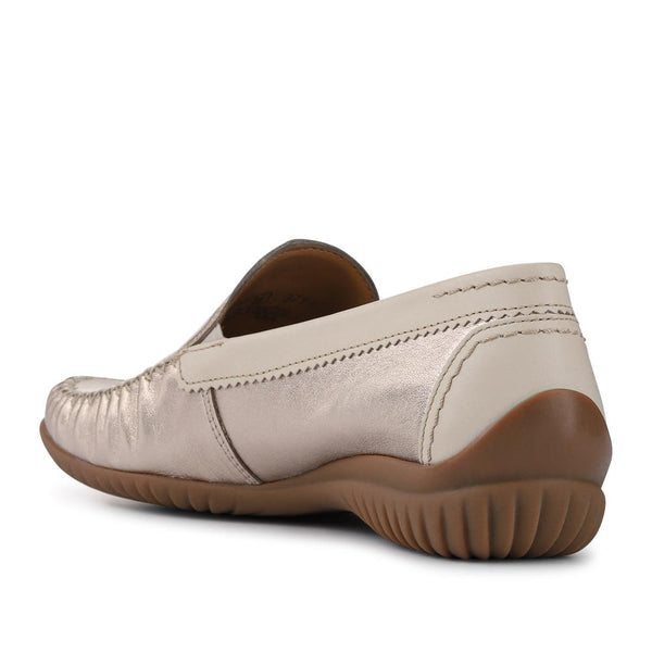 Pavers Leather Stitched-Detail Loafers - Metallic