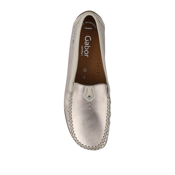 Pavers Leather Stitched-Detail Loafers - Metallic
