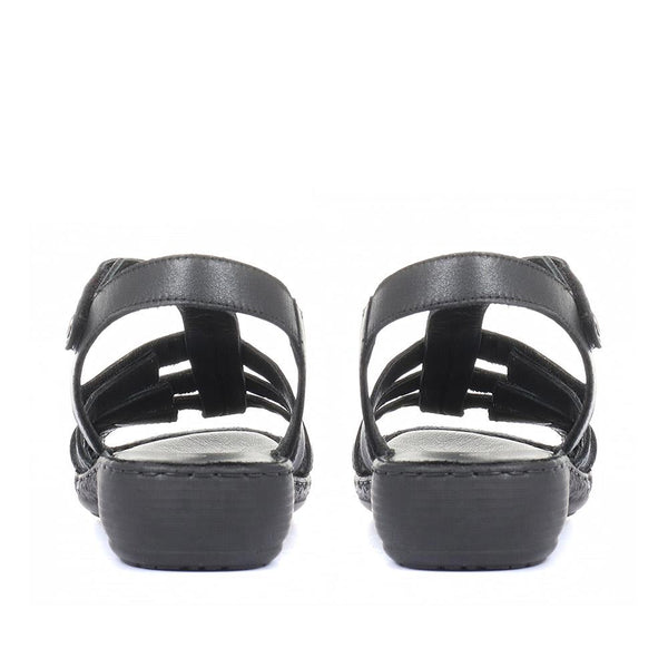 Pavers Leather T-Bar Sandals - Black
