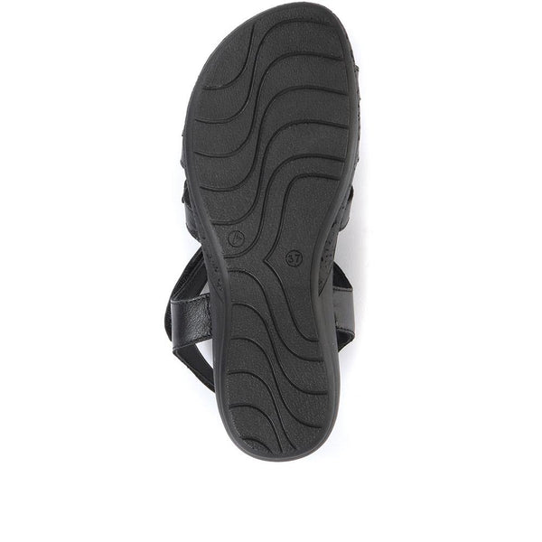 Pavers Leather T-Bar Sandals - Black