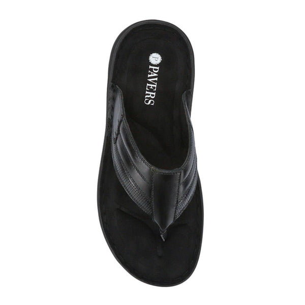 Pavers Leather Toe Post Sandals - Black