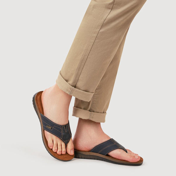 Pavers Leather Toe Post Sandals - Blue