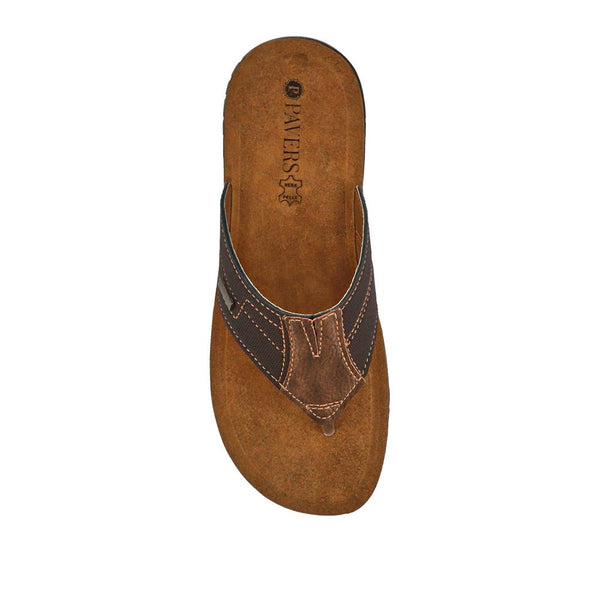 Pavers Leather Toe Post Sandals - Brown