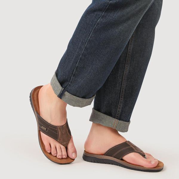 Pavers Leather Toe Post Sandals - Brown