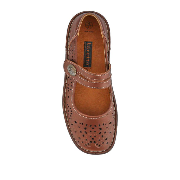 Pavers Leather Touch-Fasten Mary Janes - Brown