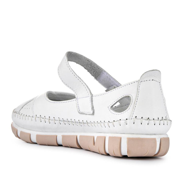 Pavers Leather Touch-Fasten Mary Janes - White