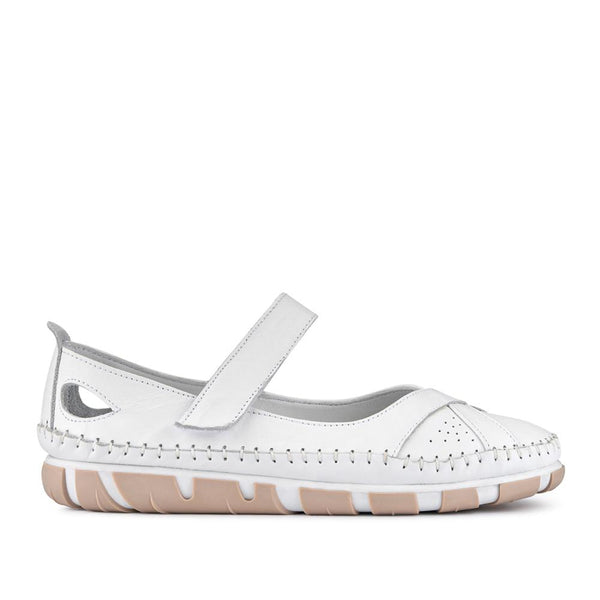 pavers Leather Touch-Fasten Mary Janes - White