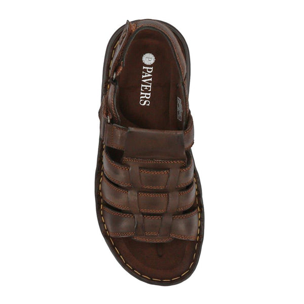 Pavers Leather Touch-Fasten Sandals - Brown