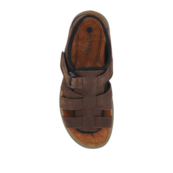 Pavers Leather Touch-Fasten Sandals - Brown