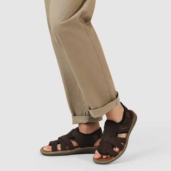 Pavers Leather Touch-Fasten Sandals - Brown
