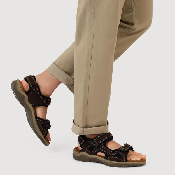 Pavers Leather Touch-Fasten Sandals - Brown