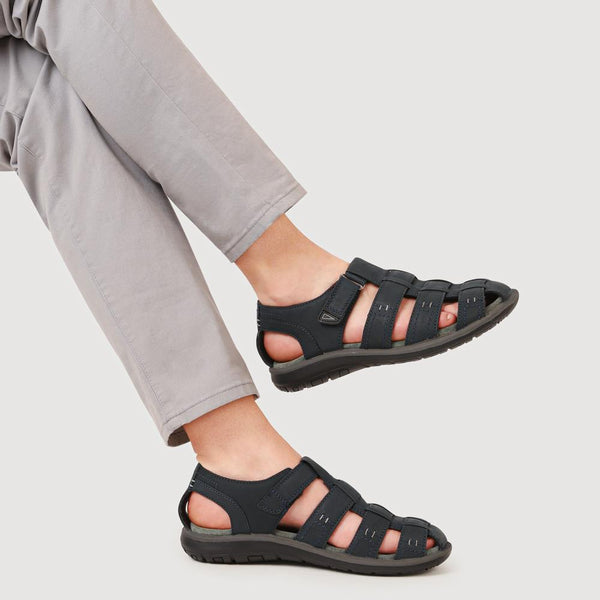 Pavers Leather Touch-Fasten Sandals - Navy