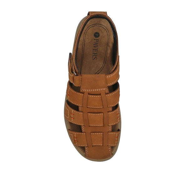 Pavers Leather Touch-Fasten Sandals - Tan