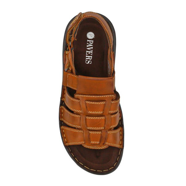 Pavers Leather Touch-Fasten Sandals - Tan
